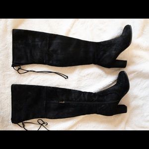 Over the knee black long boots with heels